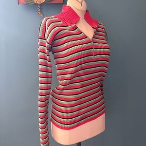 Anthropologie 90s Striped Half Zip
